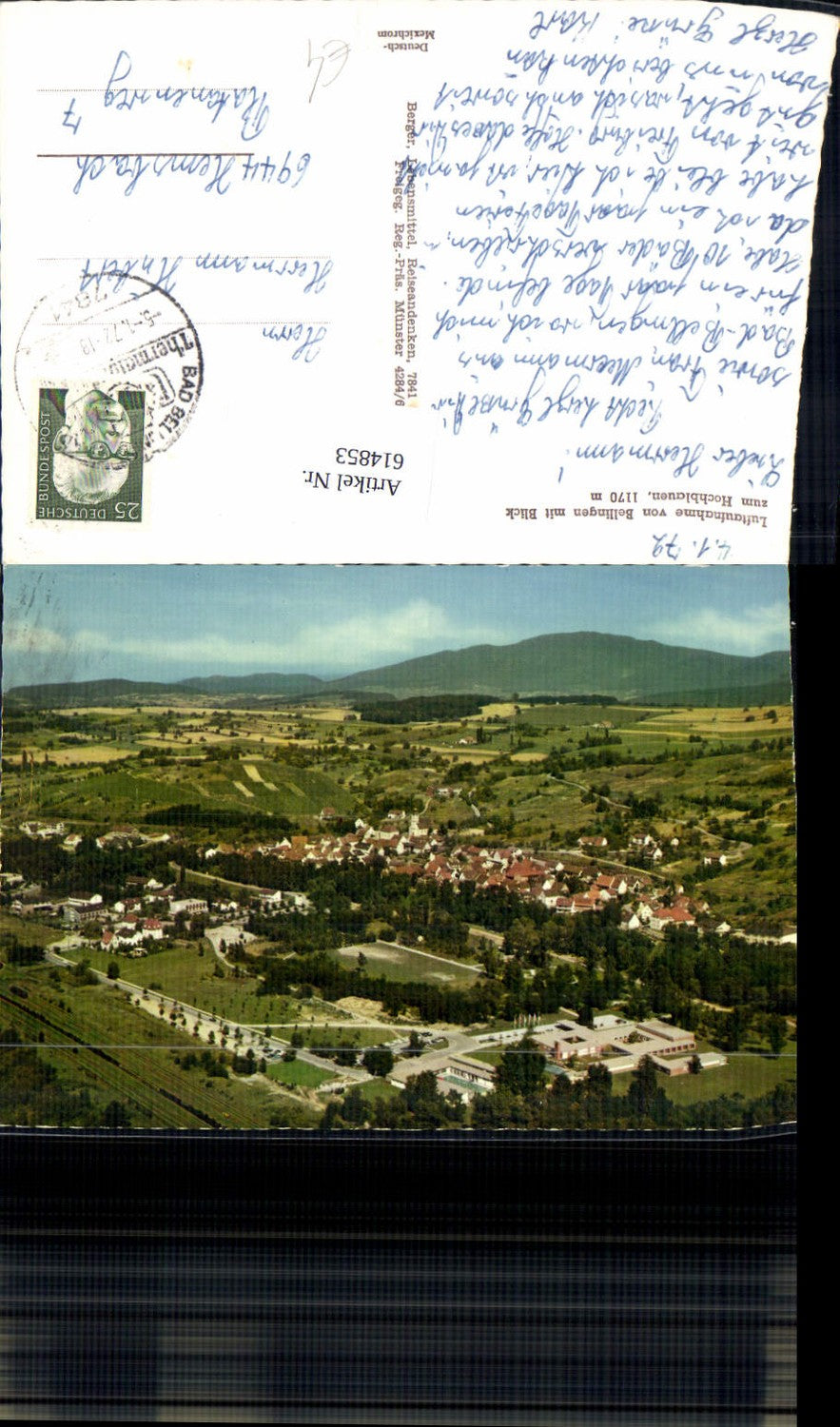 614853,Luftbild Bellingen m. Blick zum Hochblauen