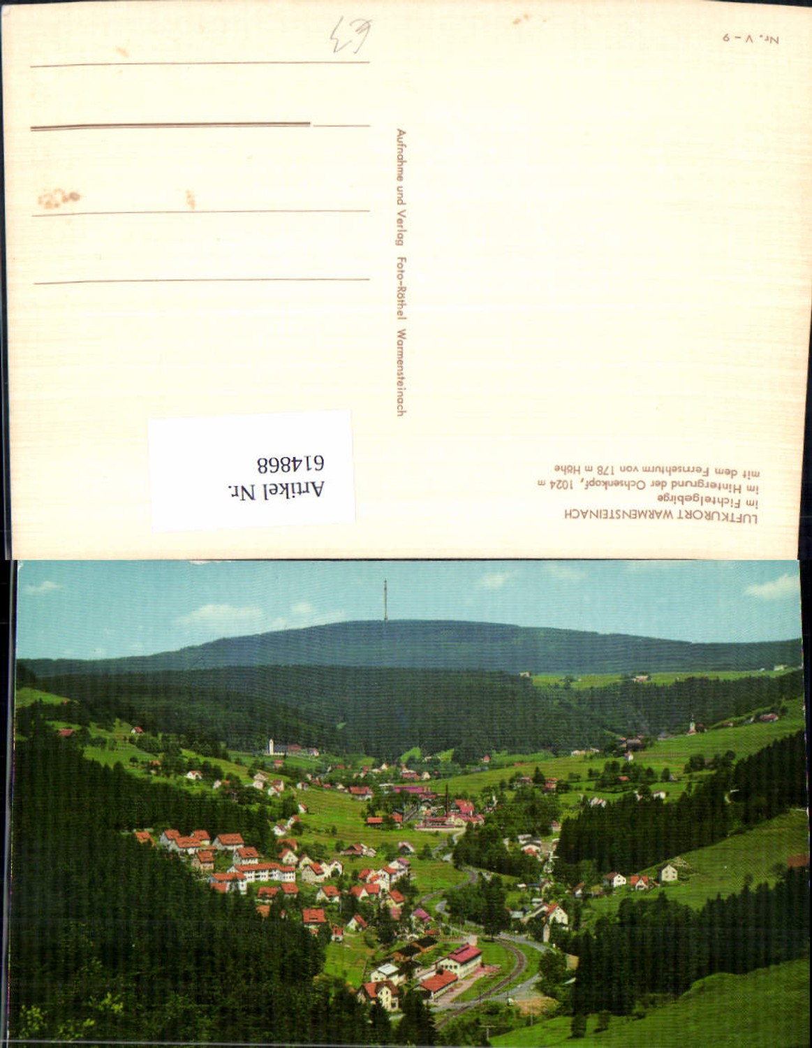 614868,Warmensteinach Fichtelgebirge m. Ochsenkopf Fernsehturm