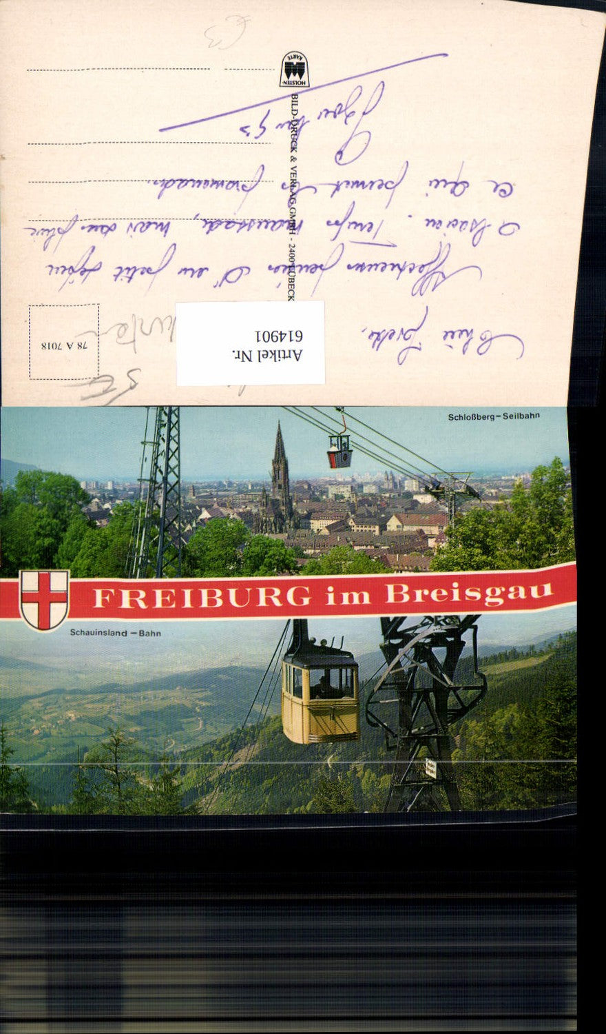 614901, Multi-image postcard Freiburg im Breisgau Schauinsland cable car Schloßberg cable car Gondola