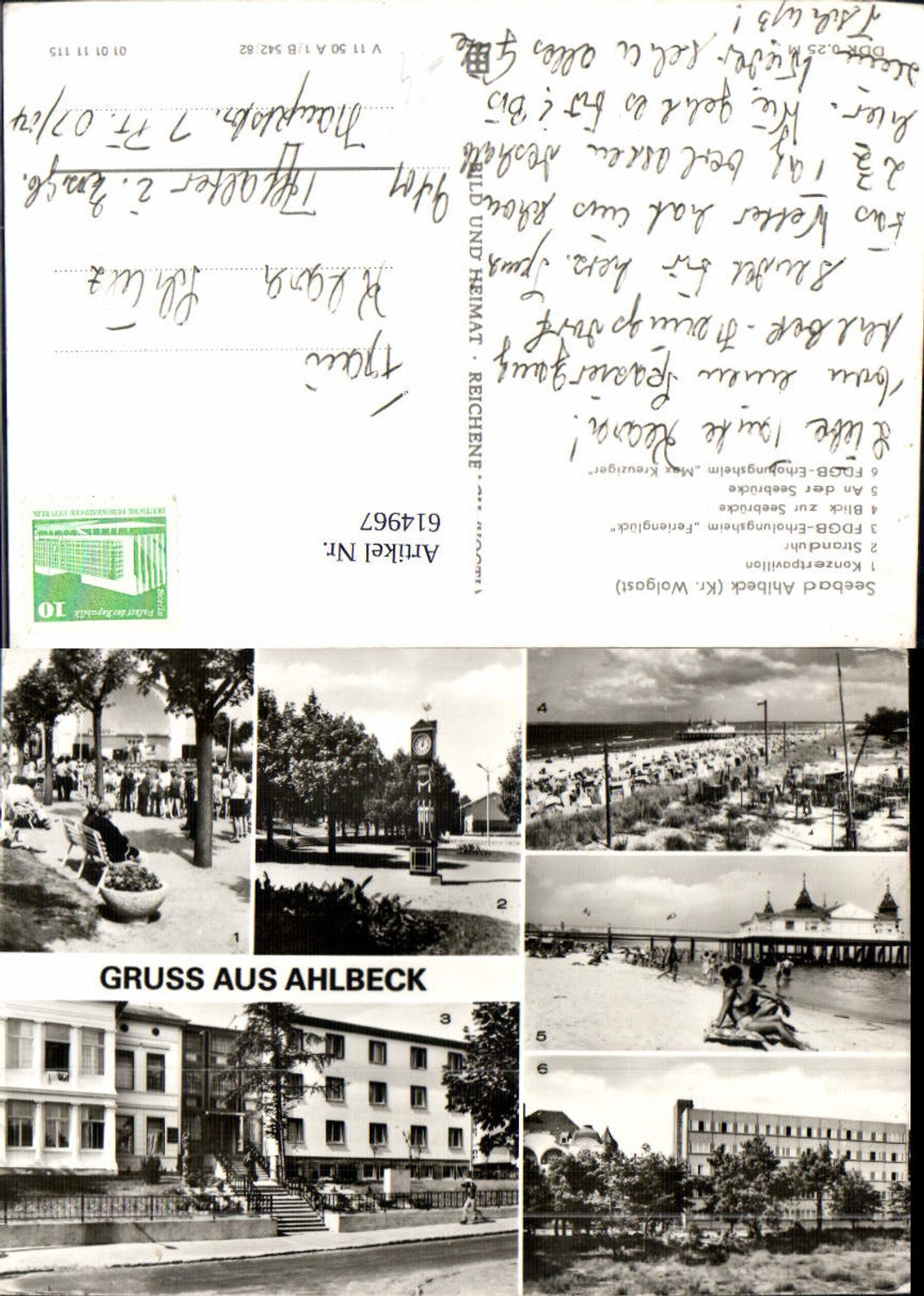 614967,Mehrbild Ak Seebad Ahlbeck Usedom Konzertpavillon Stranduhr Seebrücke