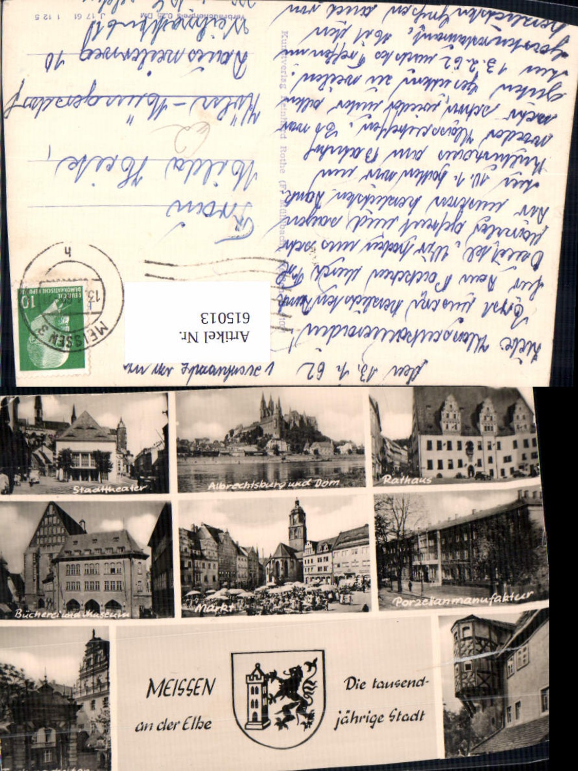 615013,Mehrbild Ak Meißen Stadttheater Rathaus Albrechtsburg u. Dom