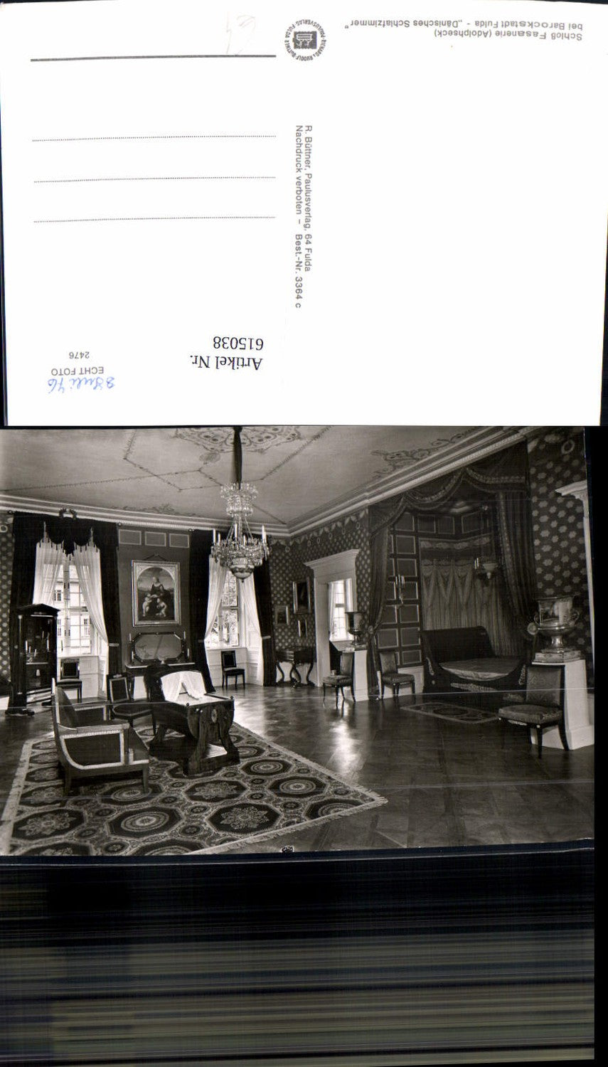 615038,Foto Ak Schloss Fasanerie Fulda Dänisches Schlafzimmer Interieur