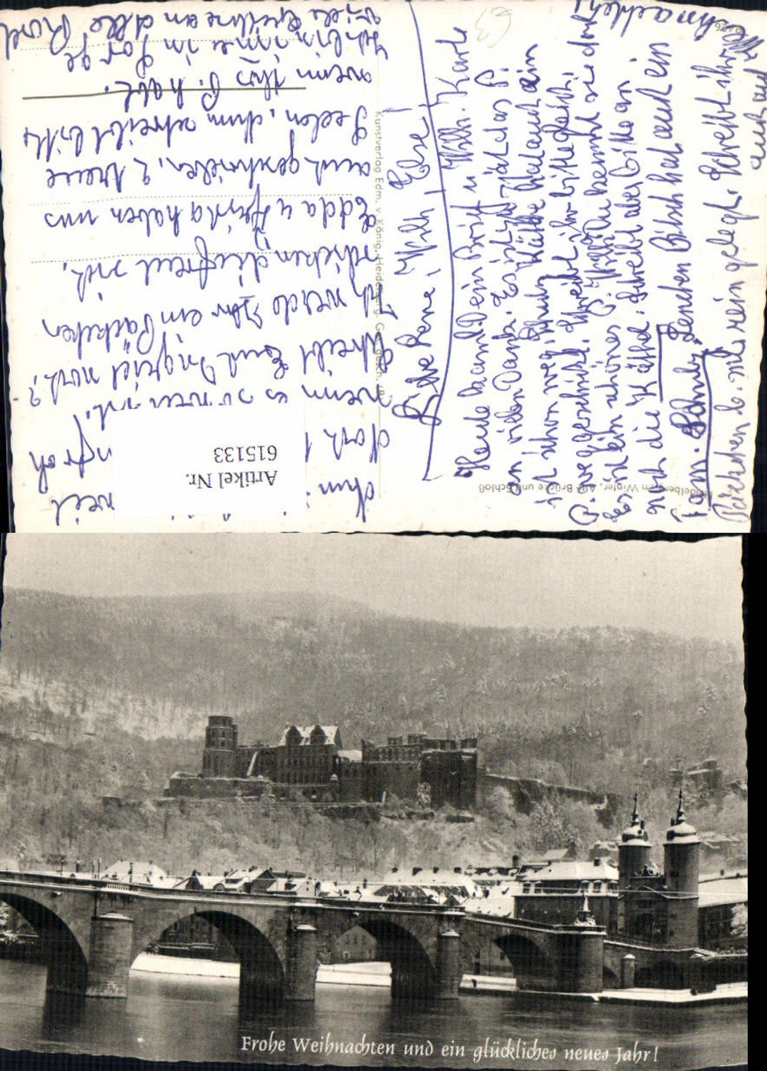 615133,Heidelberg im Winter Alte Brücke u. Schloss