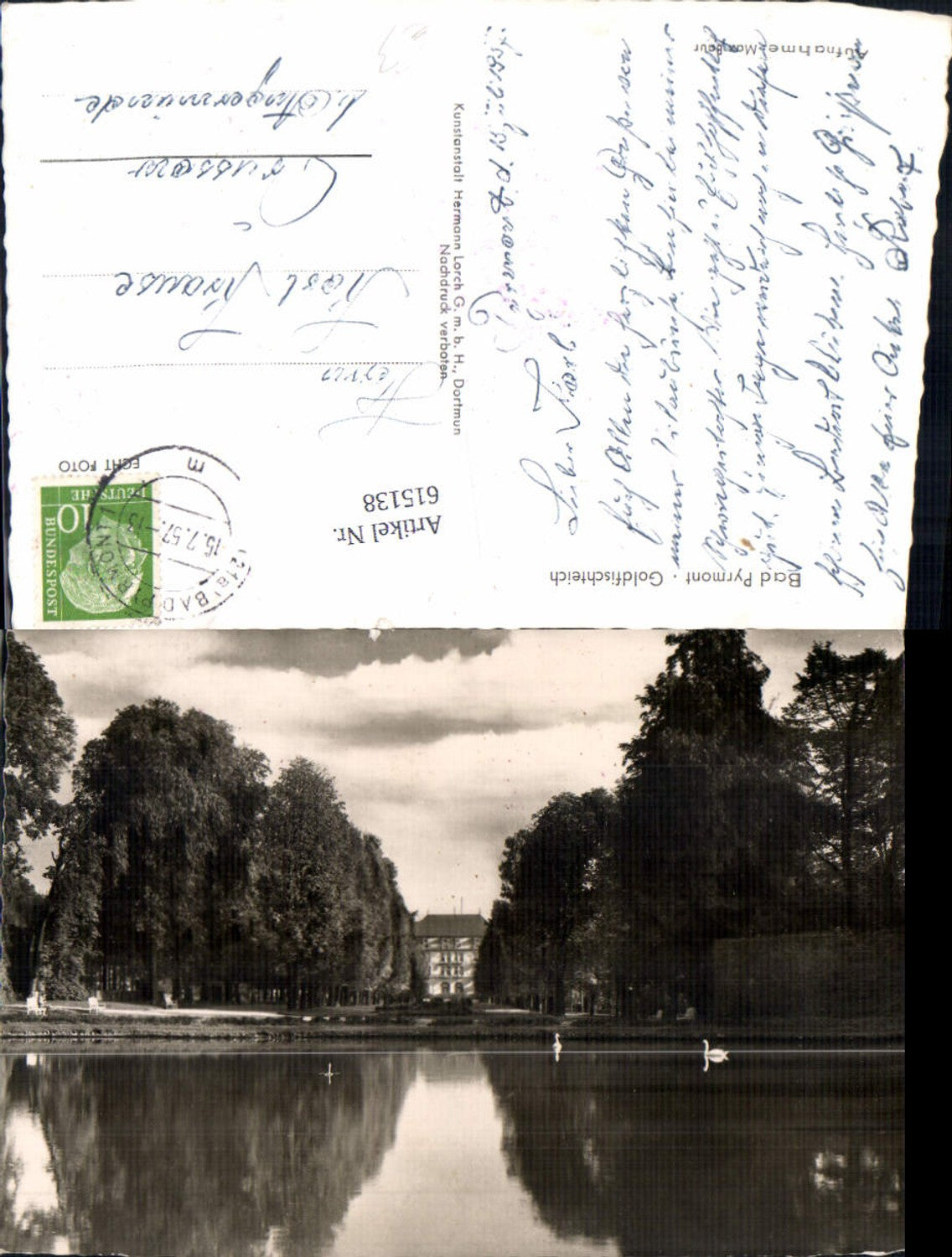 615138,Foto Ak Bad Pyrmont Goldfischteich