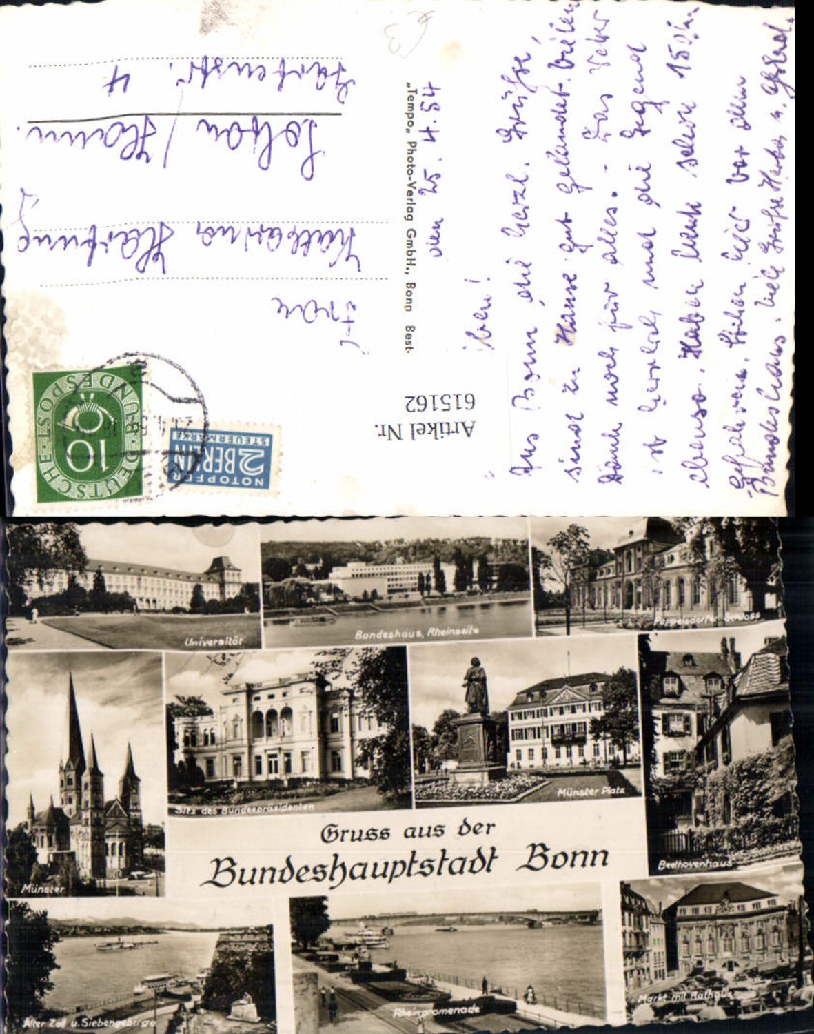 615162,Foto Ak Bonn Bundeshaus Münster Platz Rheinpromenade