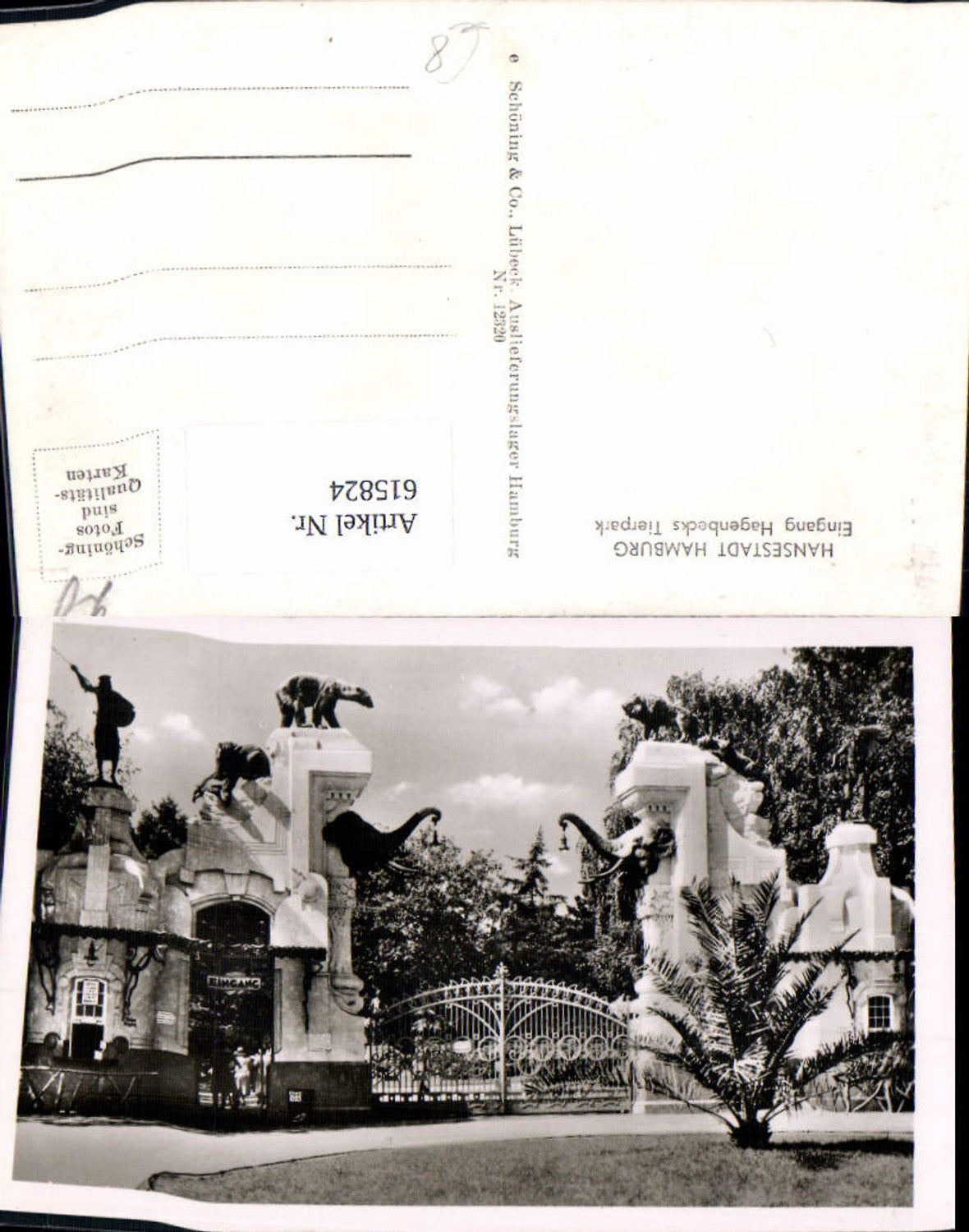 615824,Foto Ak Hansestadt Hamburg Eingang Hagenbecks Tierpark