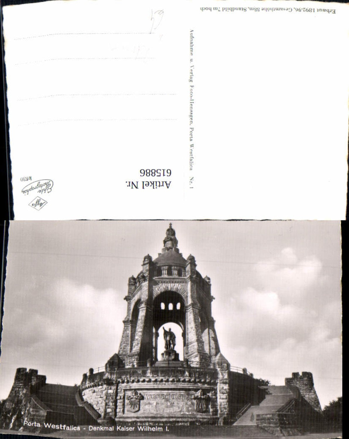 615886,Foto Ak Stadt Porta Westfalica Denkmal Kaiser Wilhelm 1 Statue