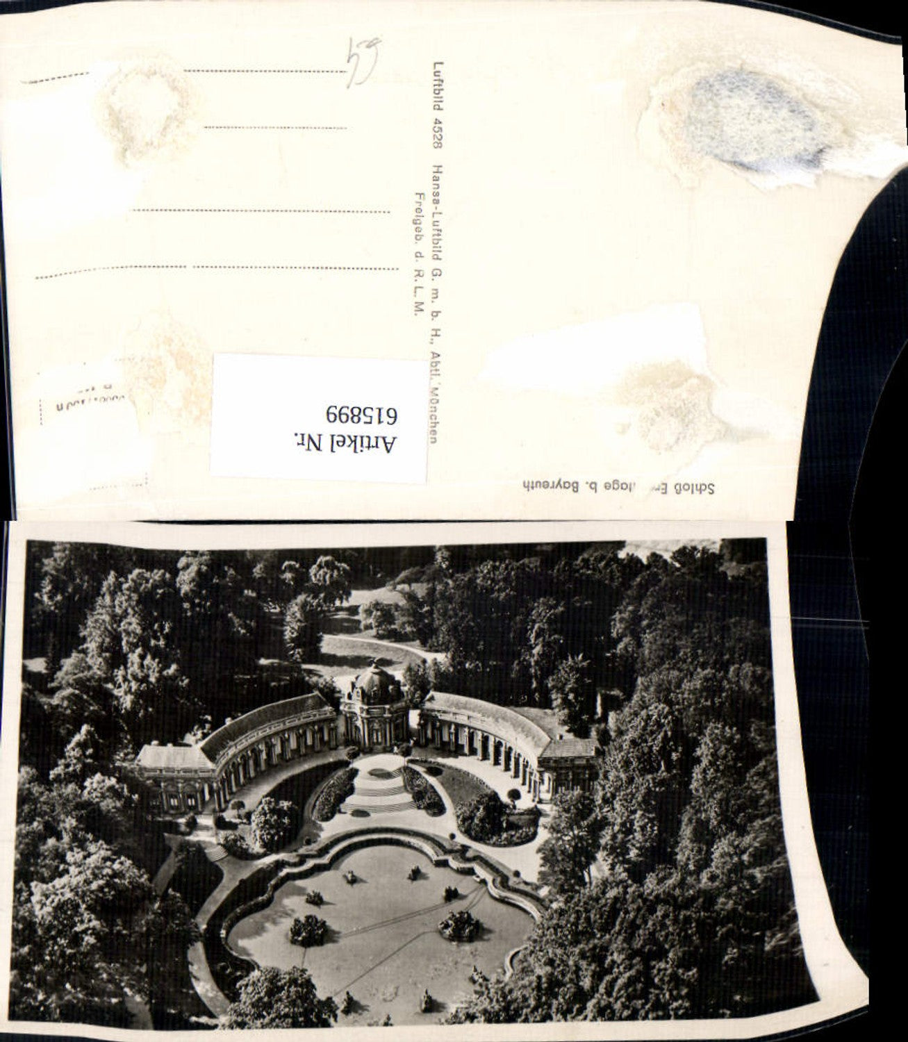 615899, Photo Ak aerial view of Eremitage Palace near Bayreuth