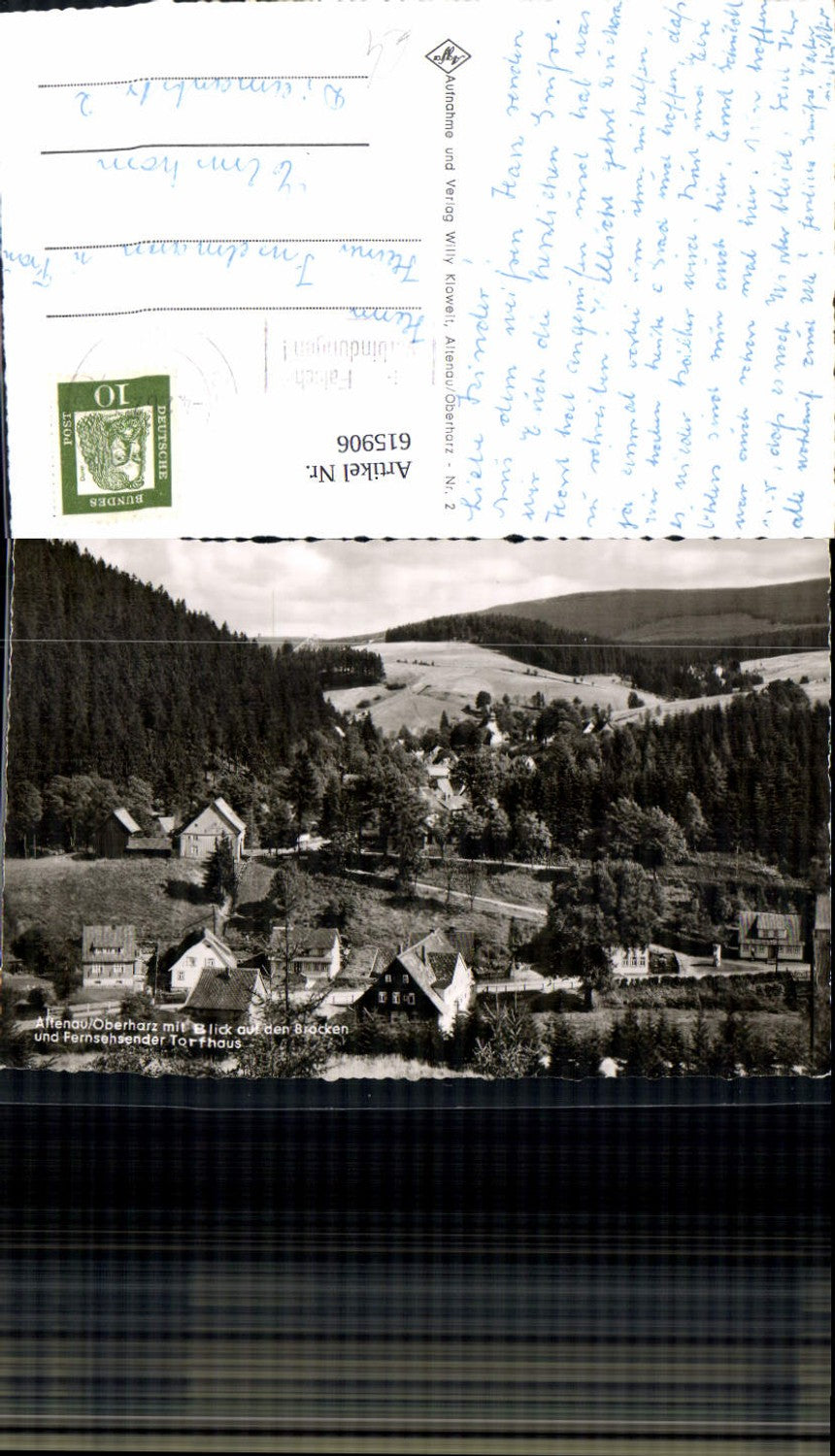 615906,Foto Ak Altenau Oberharz m. Blick a. d. Brocken u. Fernsehsender Torfhaus Clausthal-Zellerfeld