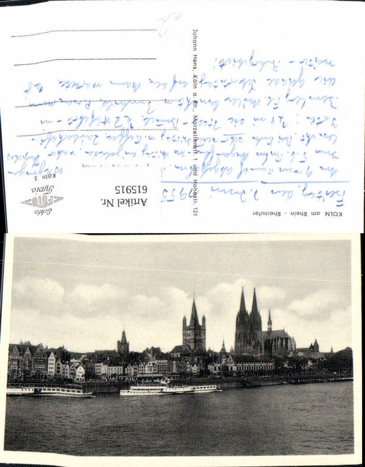 615915,Foto Ak Köln a. Rhein Rheinufer Dom Schiffe Dampfer