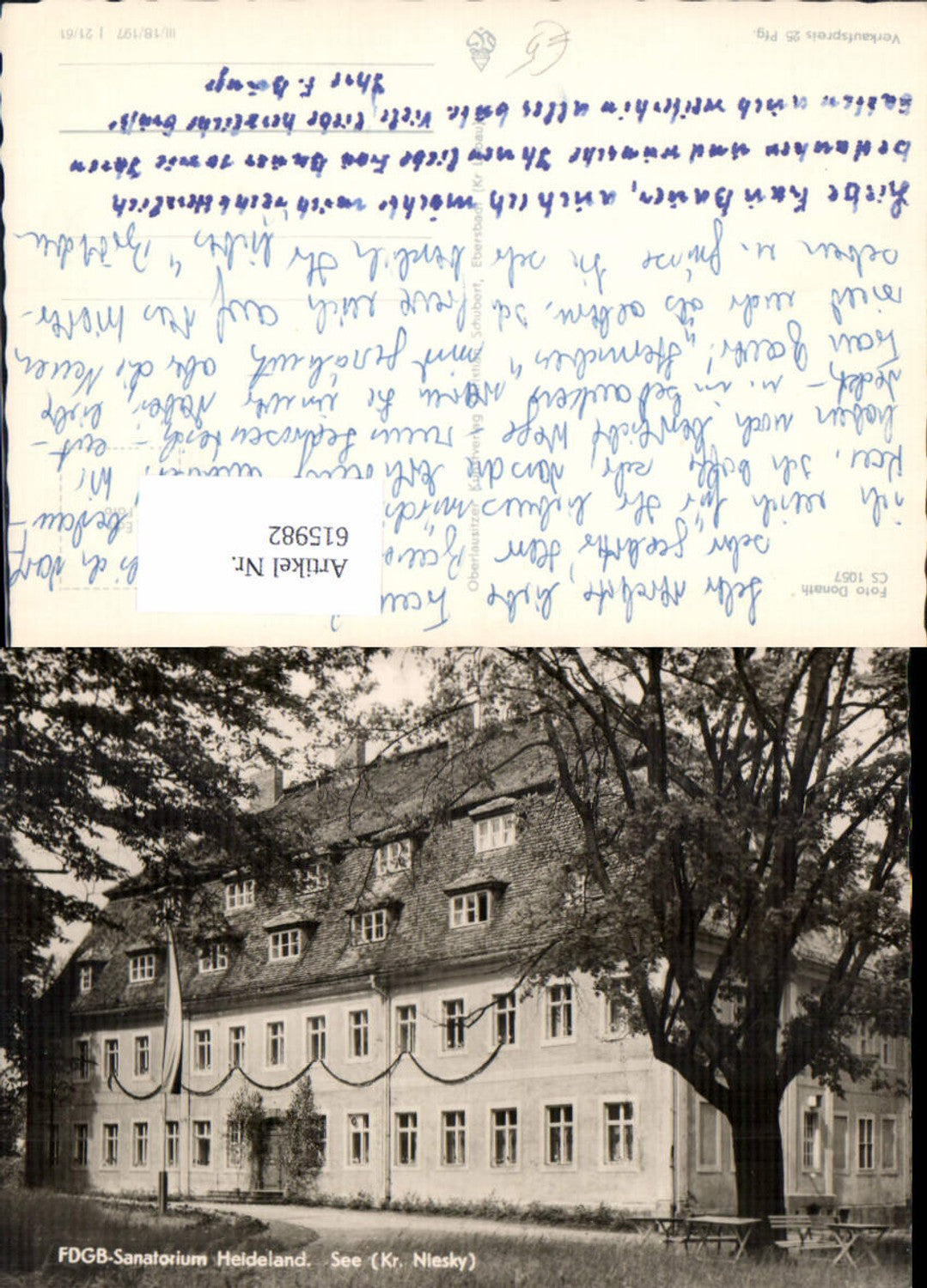 615982,Foto Ak FDGB-Sanatorium Heideland See Niesky