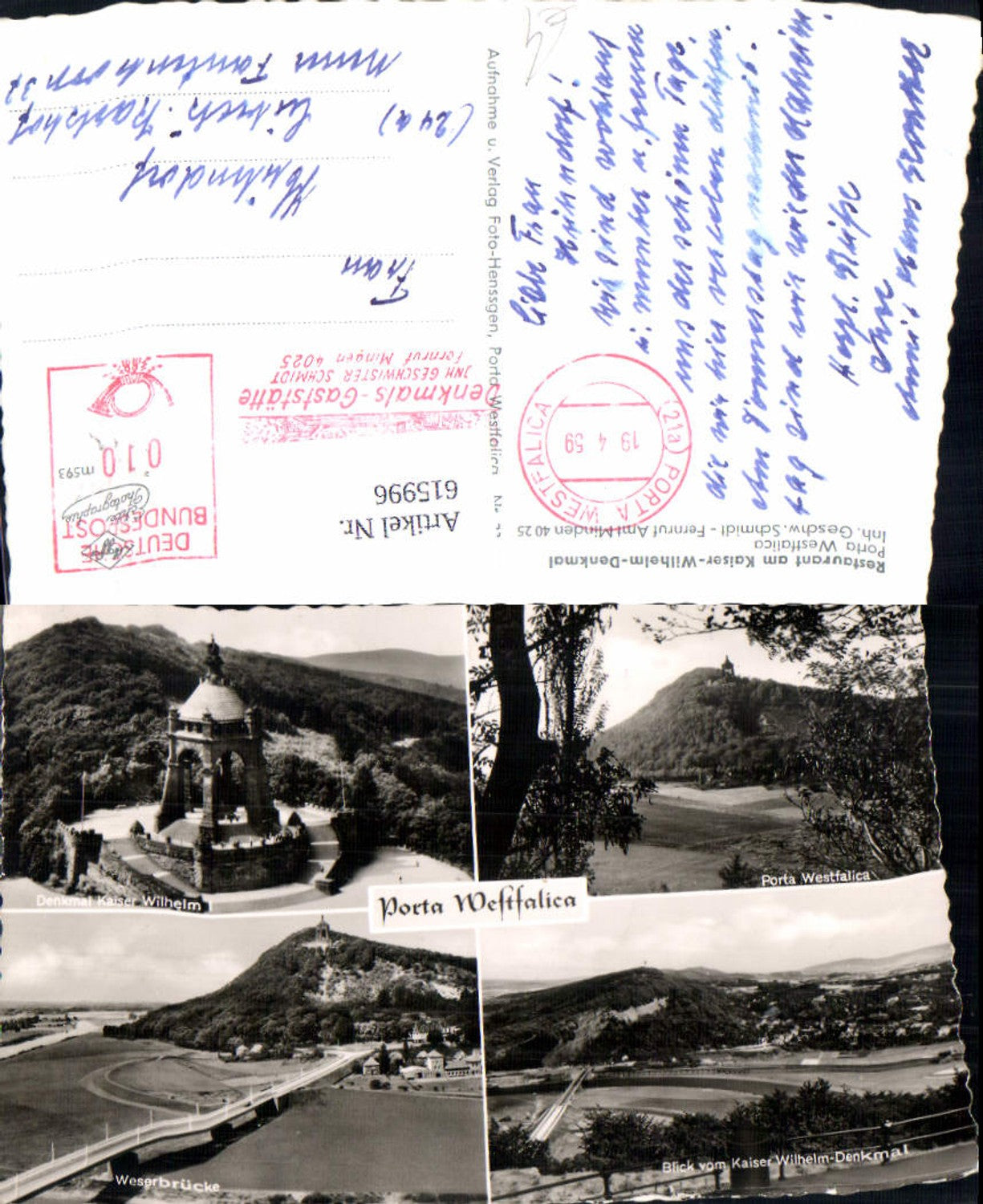 615996,Mehrbild Ak Porta Westfalica Denkmal Kaiser Wilhelm Weserbrücke