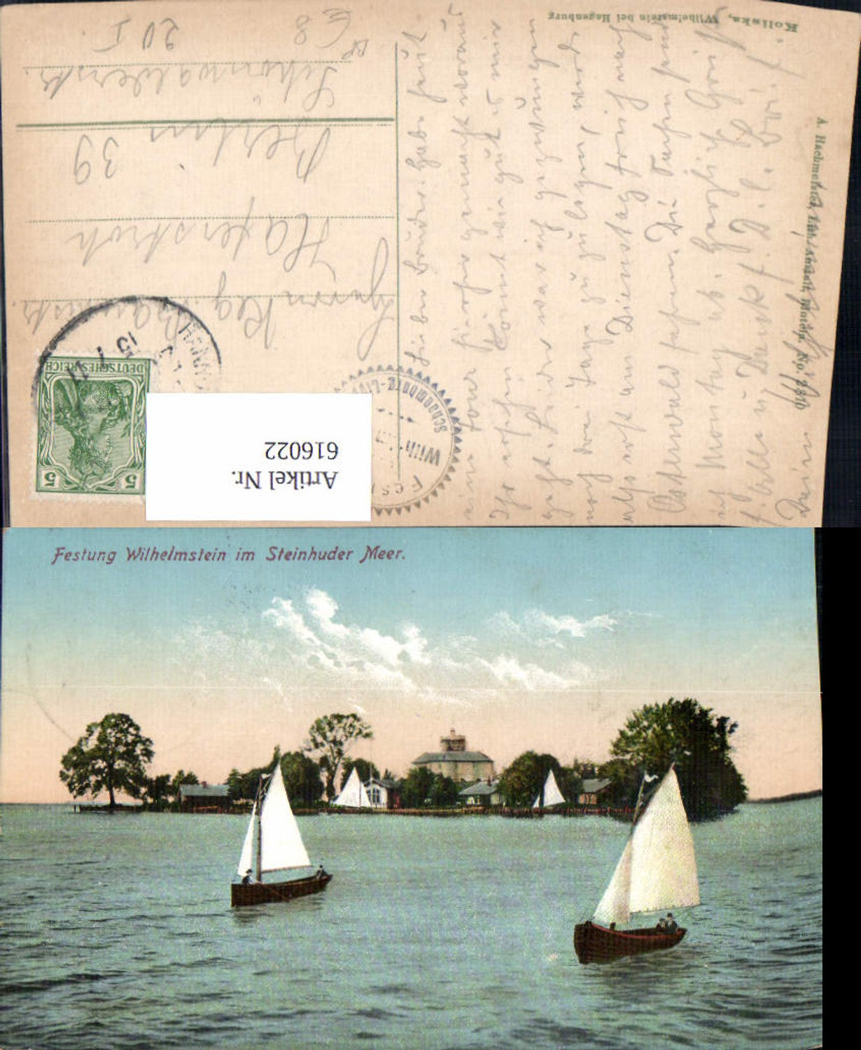 616022,Hagenburg Festung Wilhelmstein i. Steinhuder Meer Segelboote Segeln Bahnpost Hannover
