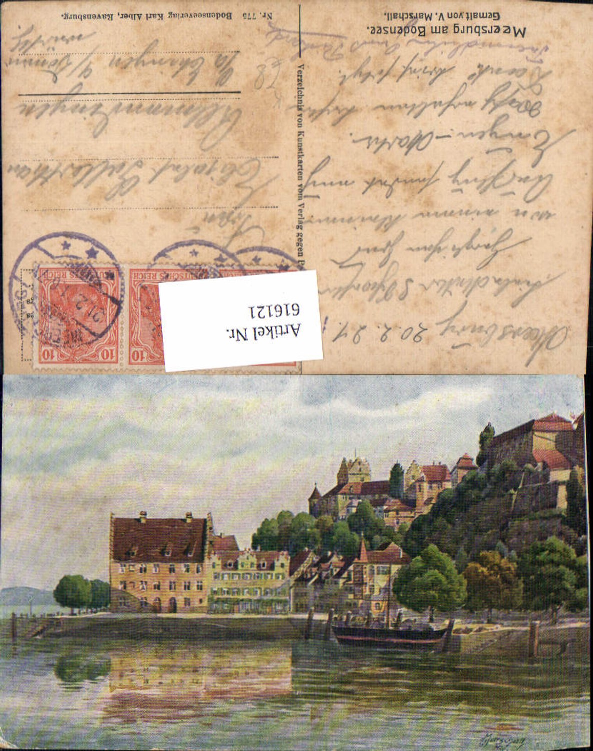 616121,Künstler Ak V. Marschall Meersburg a. Bodensee