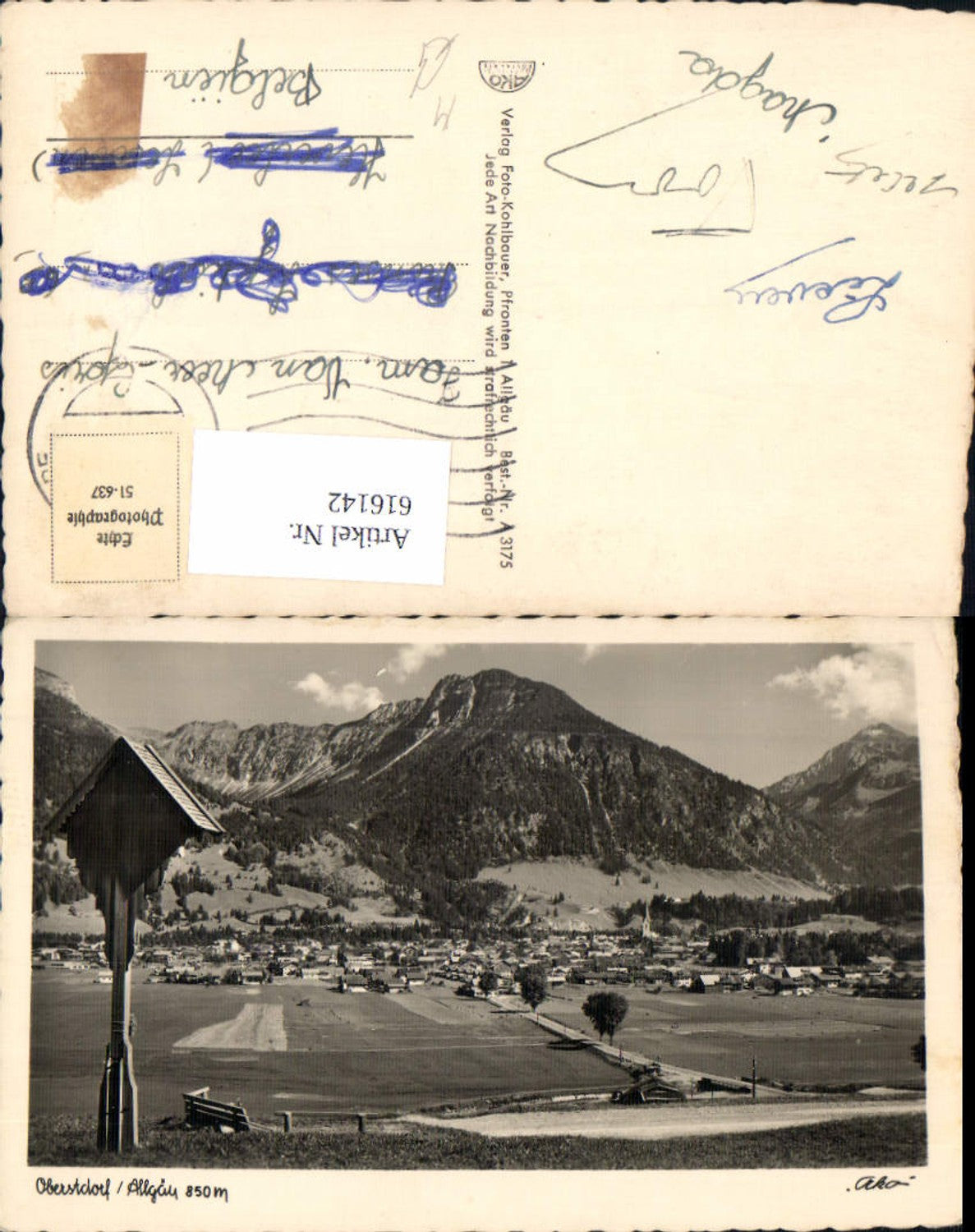 616142,Foto Ak Oberstdorf Allgäu Wegkreuz