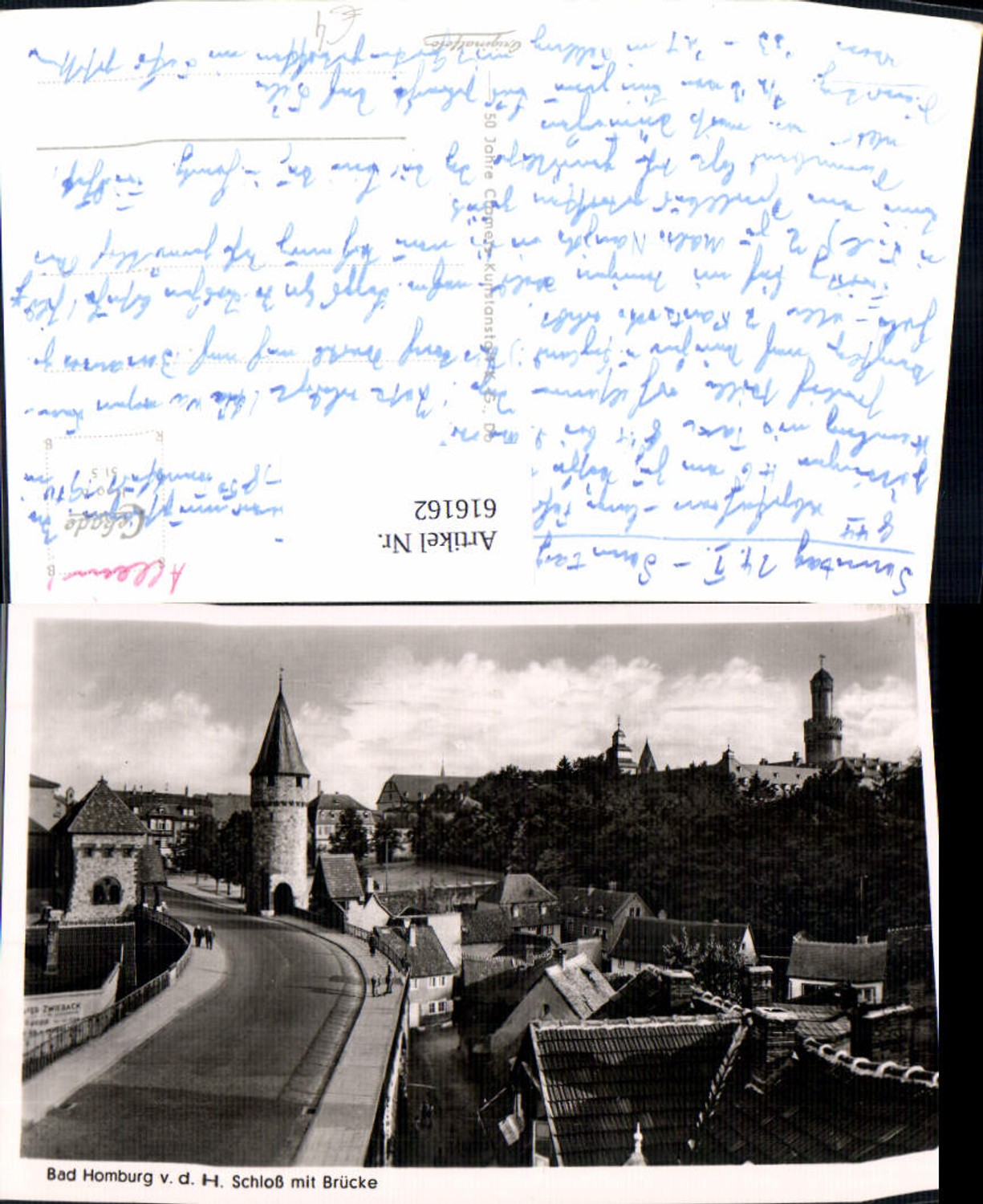 616162,Foto Ak Bad Homburg vor der Höhe Schloss m. Brücke