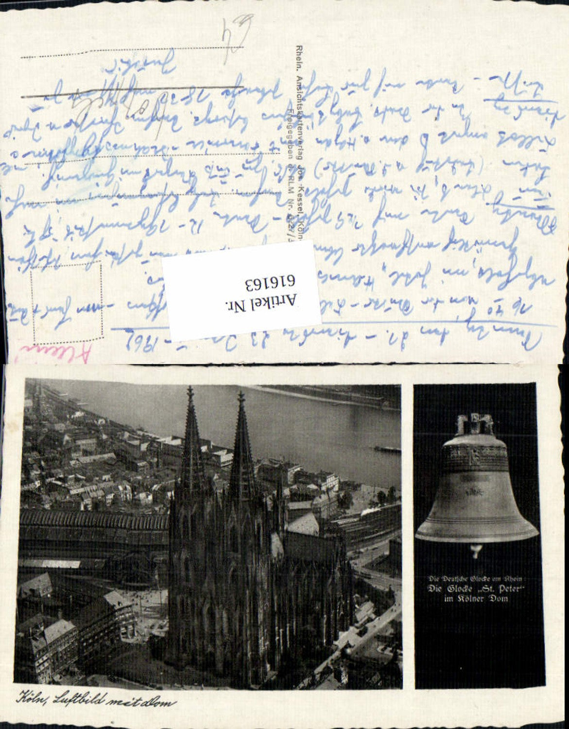 616163,Mehrbild Ak Köln a. Rhein Luftbild m. Dom Glocke