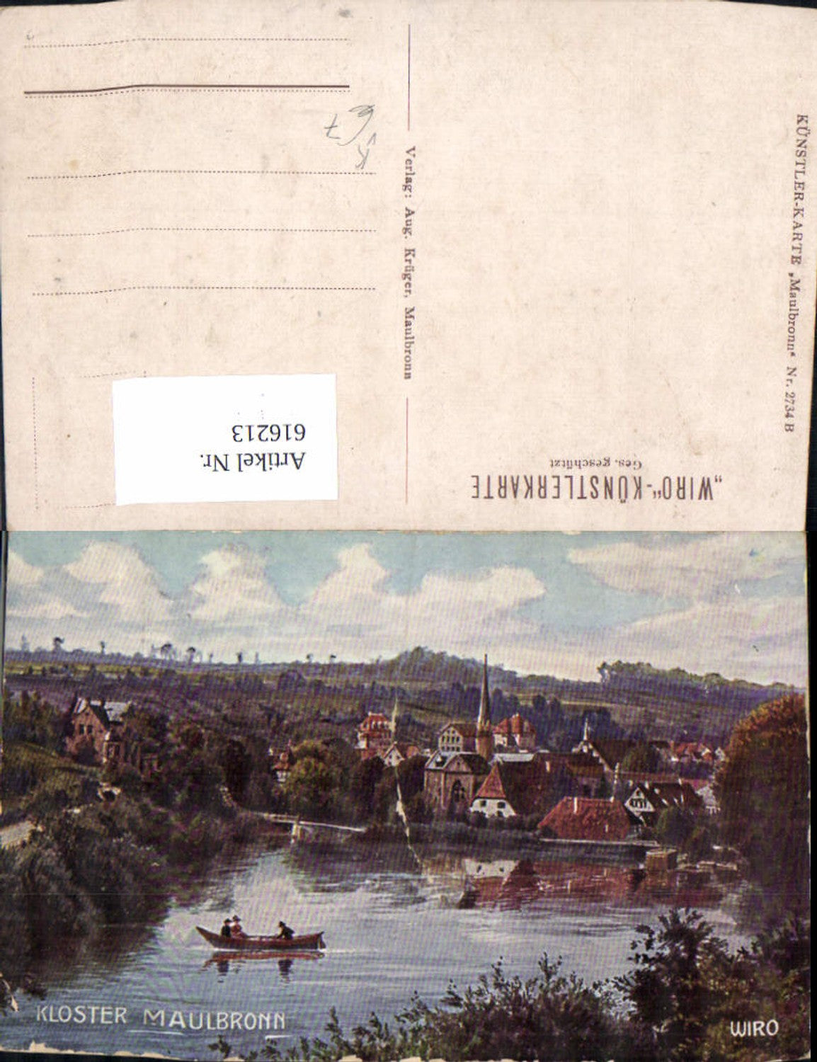 616213,Künstler Ak Maulbronn Kloster Maulbronn Ruderboot pub Wiro 2734 B