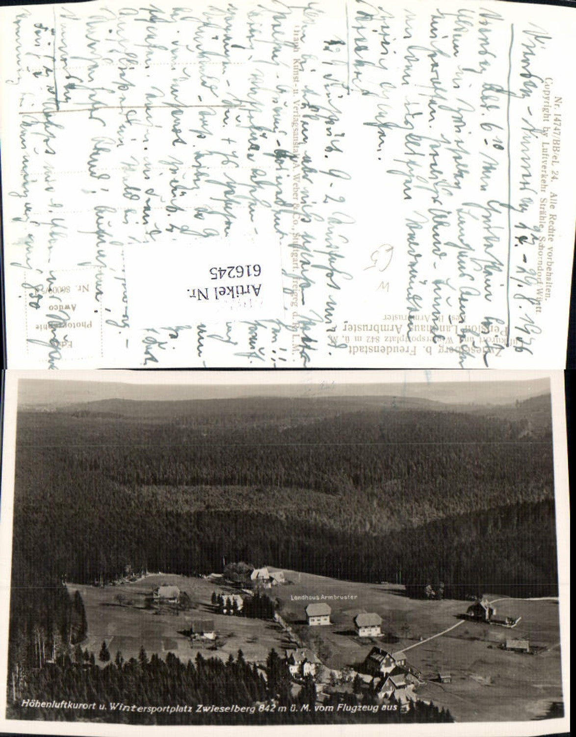 616245, Aerial view of Zwieselberg, Alpirsbach near Freudenstadt, Pension Landhaus Armbruster