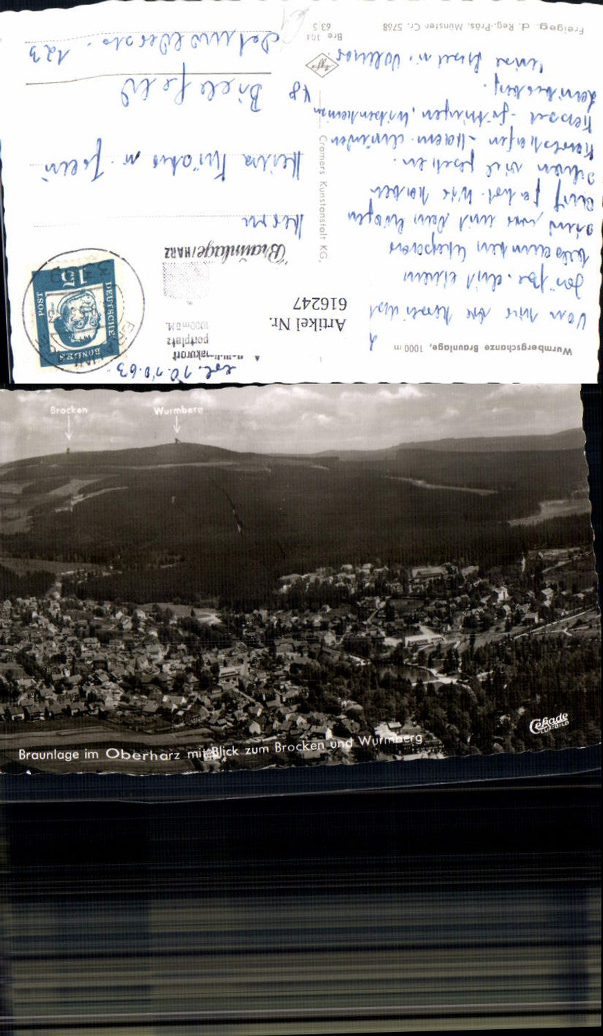 616247,Luftbild Braunlage i. Oberharz m. Blick zum Brocken u. Wurmberg