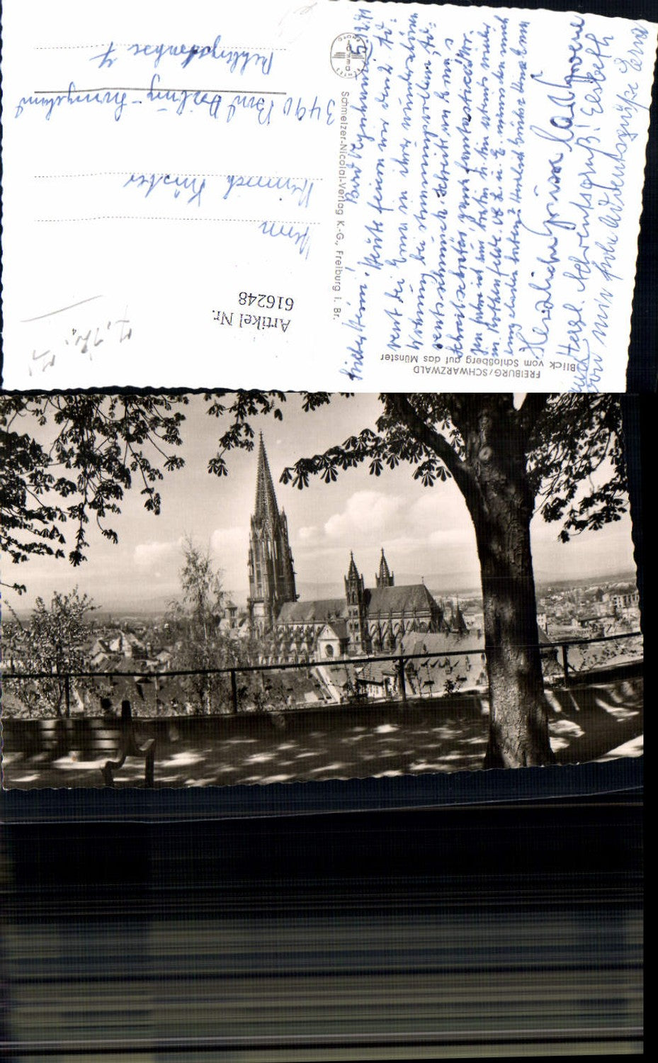 616248, Photo Ak Freiburg Black Forest View from Schlossberg to the Minster