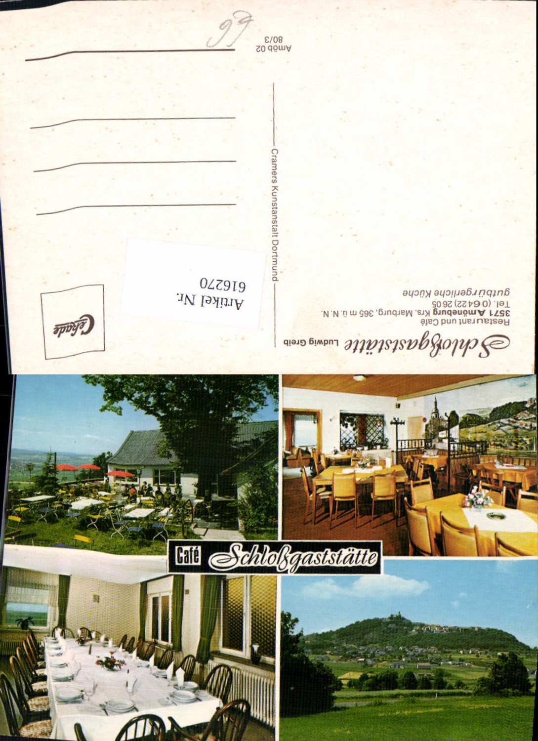 616270,Mehrbild Ak Amöneburg Restaurant Schloßgaststätte