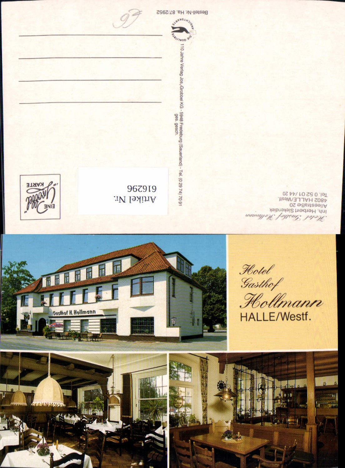 616296,Mehrbild Ak Halle Westfalen Hotel Gasthof Hollmann