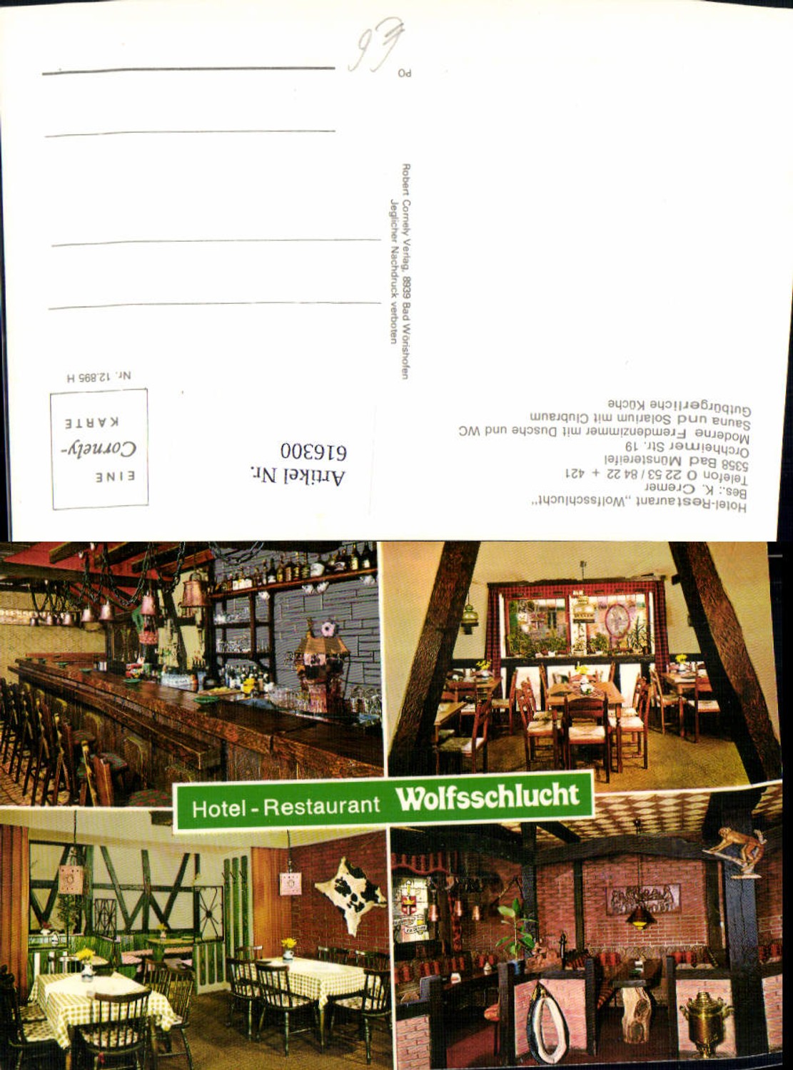616300,Mehrbild Ak Bad Münstereifel Hotel Restaurant Wolfsschlucht