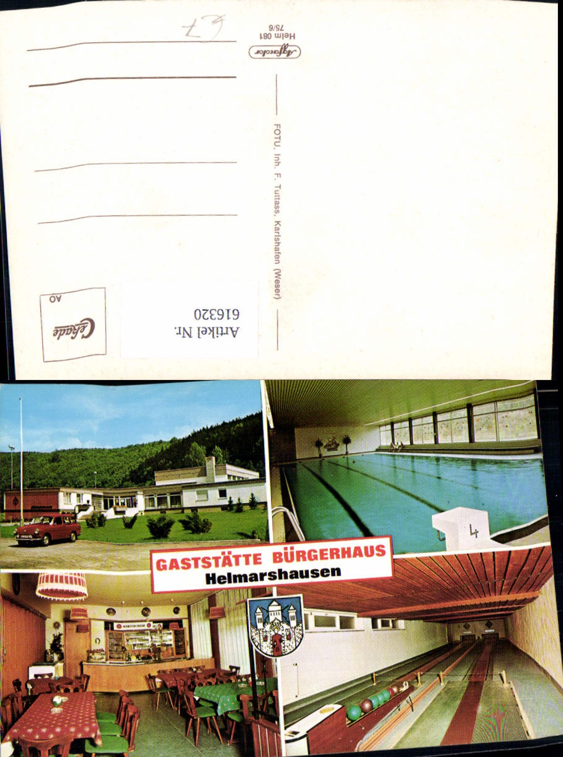 616320,Mehrbild Ak Bad Karlshafen Helmarshausen Gaststätte Bürgerhaus Kegelbahn