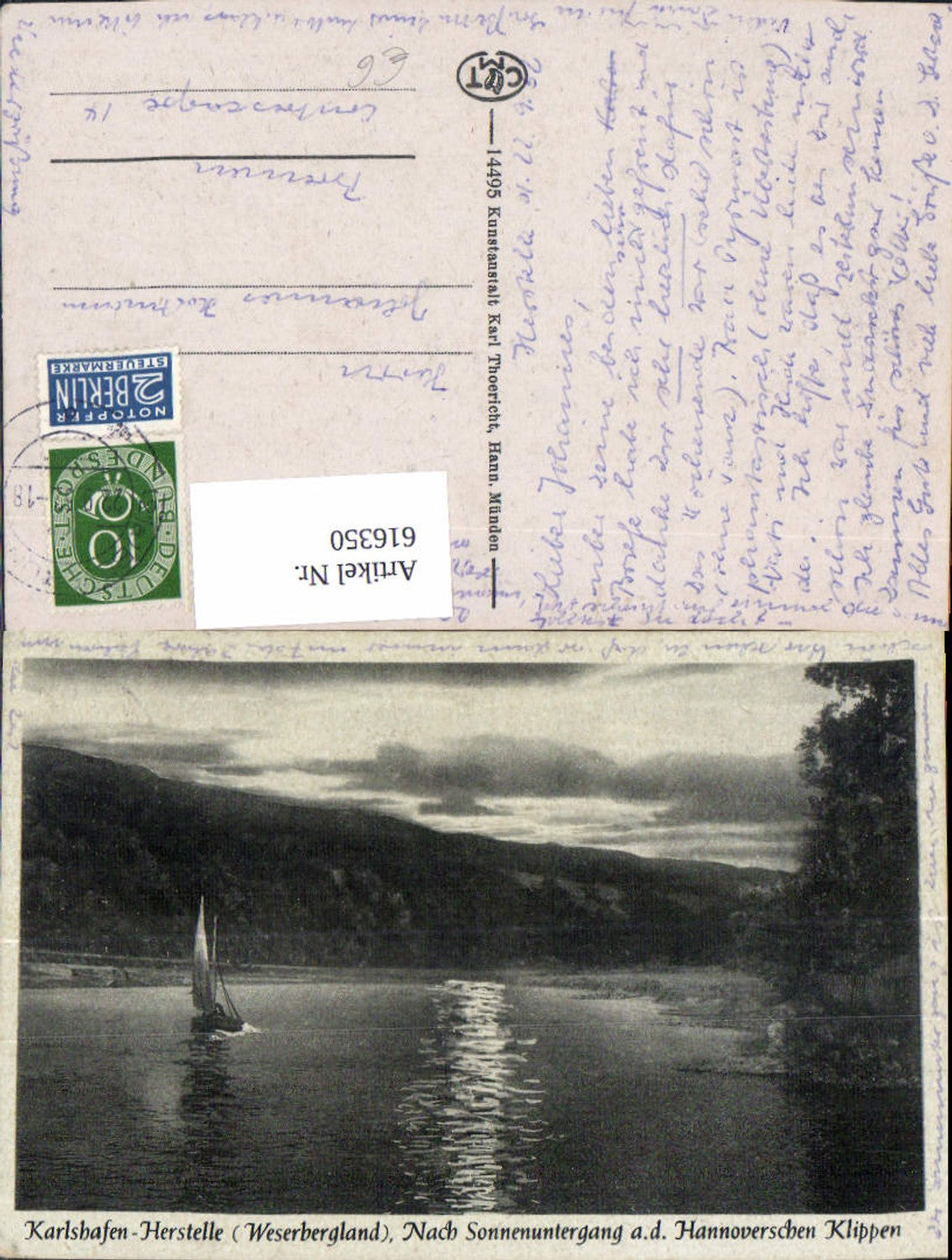 616350,Karlshafen Beverungen Herstelle Weserbergland Sonnenuntergang Segelboot