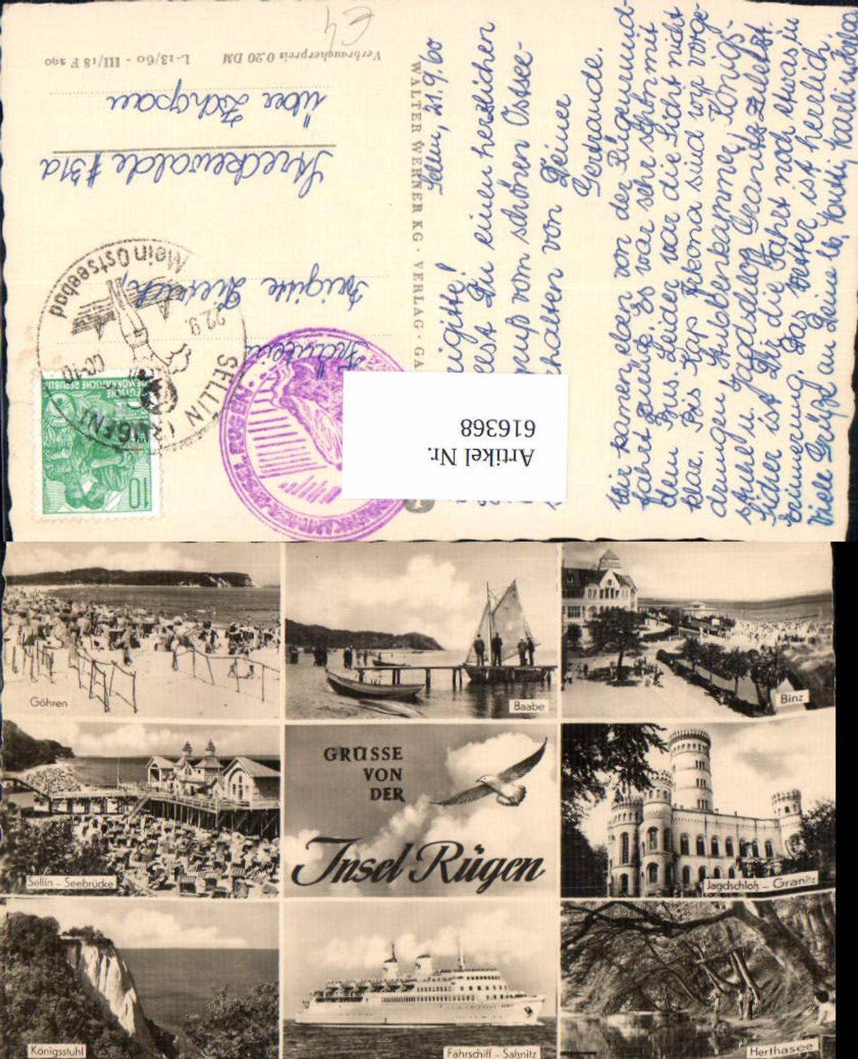 616368, Multi-image postcard of Rügen Island, Göhren, Sellin, Baabe