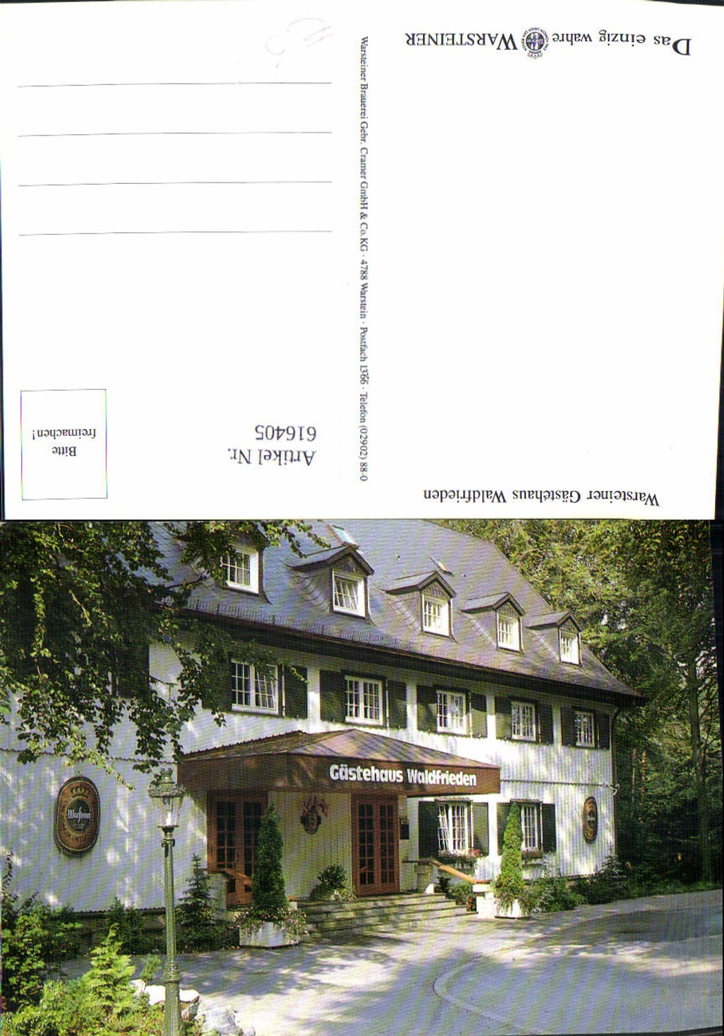 616405,Warstein Gästehaus Waldfrieden Reklame Warsteiner Bier