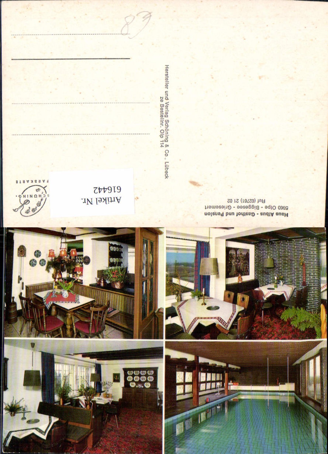 616442,Mehrbild Ak Olpe Biggesee Griesemert Haus Albus Gasthof Pension