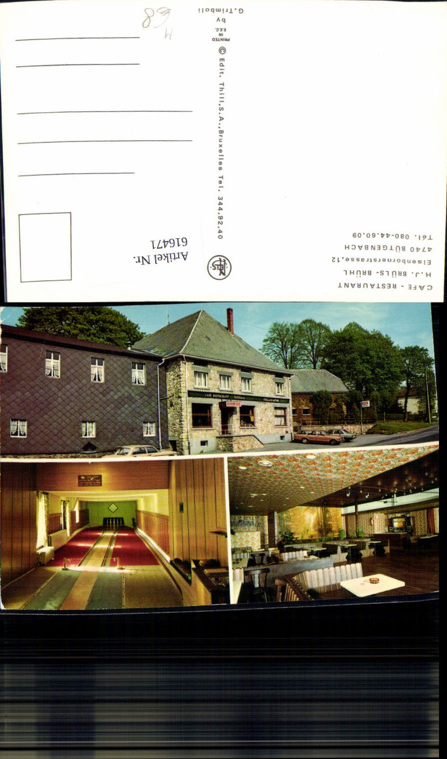 616471,Mehrbild Ak Bütgenbach Cafe Restaurant Brüls-Brühl Belgien Kegelbahn Bowling