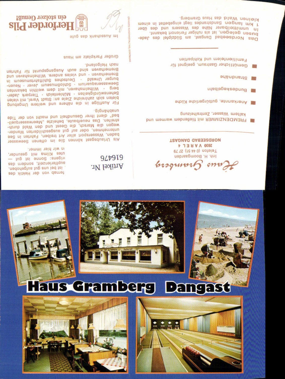 616476,Mehrbild Ak Varel Nordseebad Dangast Haus Gramberg Kegelbahn Strandleben