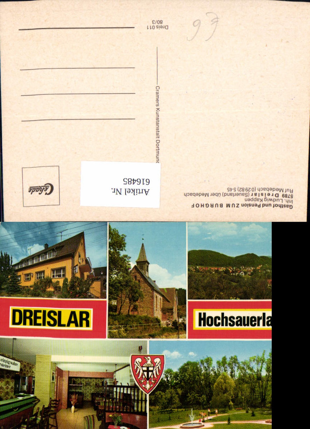 616485,Mehrbild Ak Dreislar Sauerland Medebach Gasthof Pension Zum Burghof