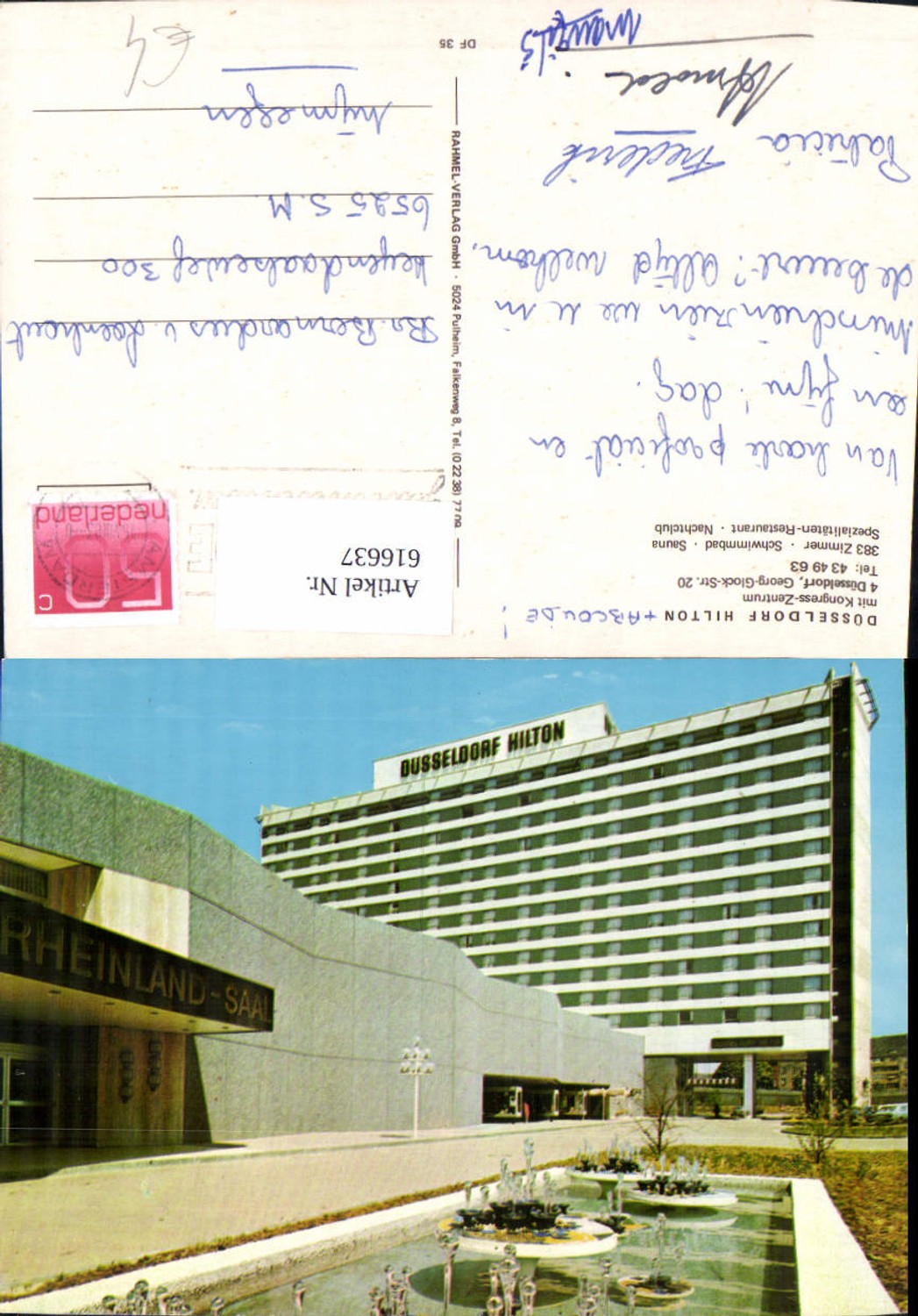 616637,Düsseldorf Hilton Hotel m. Kongress-Zentrum Rheinland-Saal