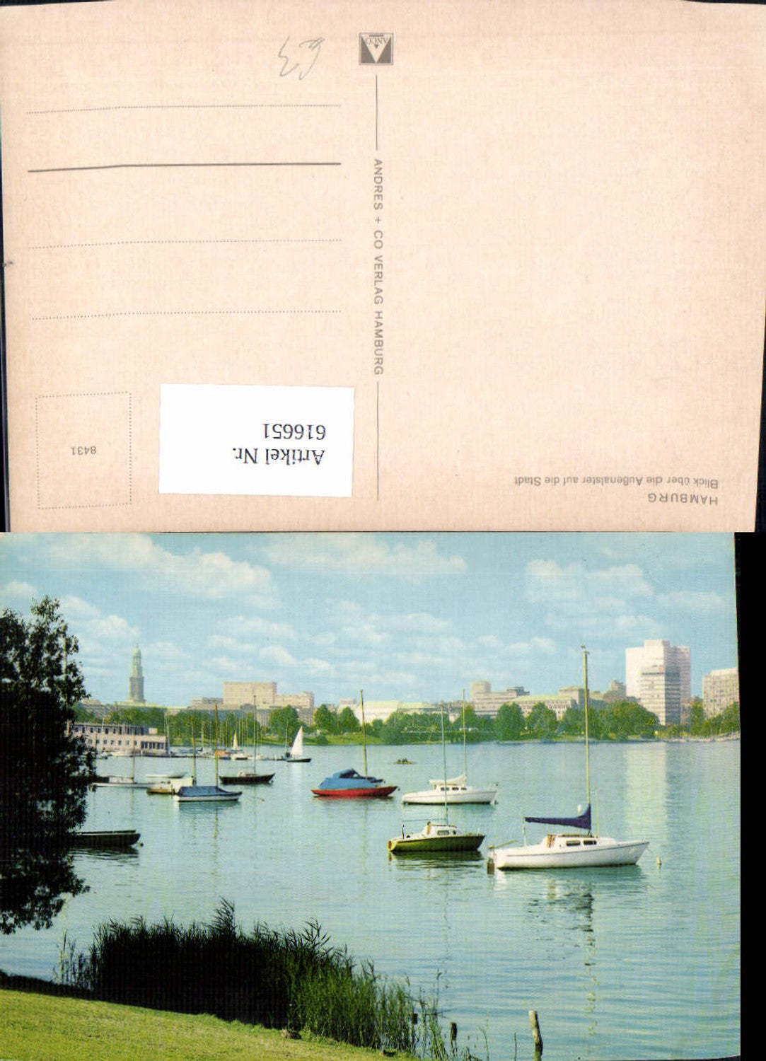 616651,Hamburg Blick über d. Außenalster auf d. Stadt