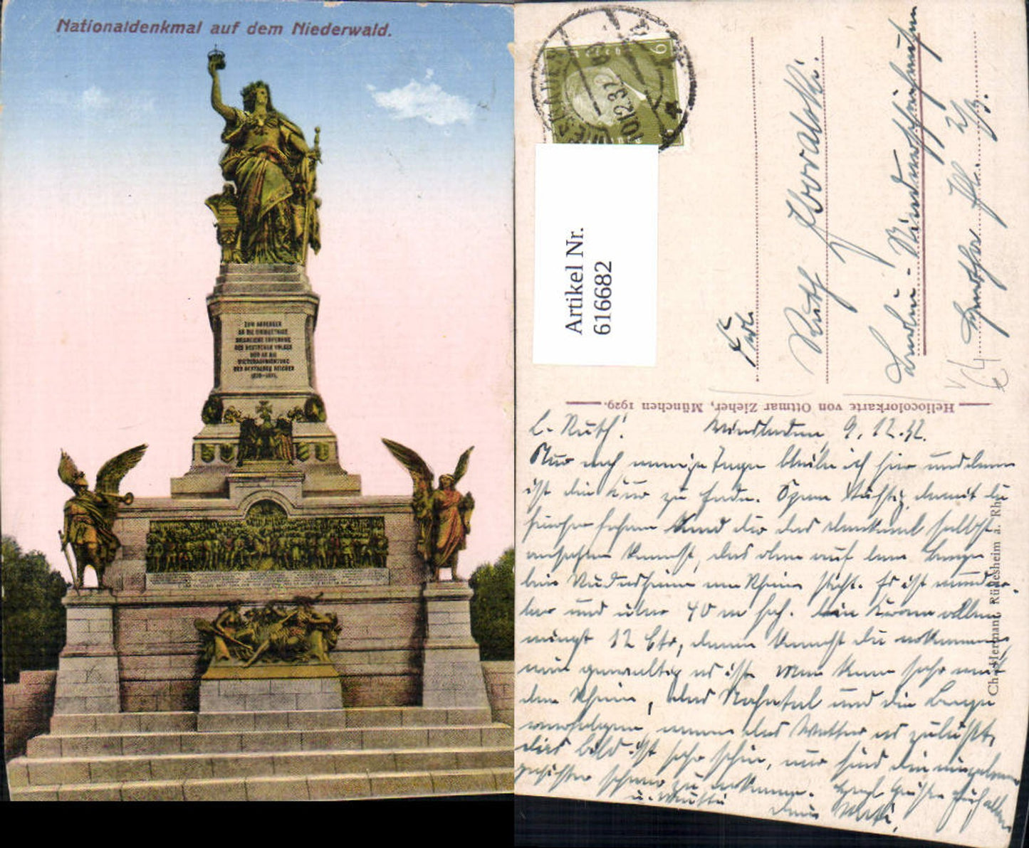 616682,Rüdesheim am Rhein Nationaldenkmal a. d. Niederwald Niederwalddenkmal pub Ottmar Zieher