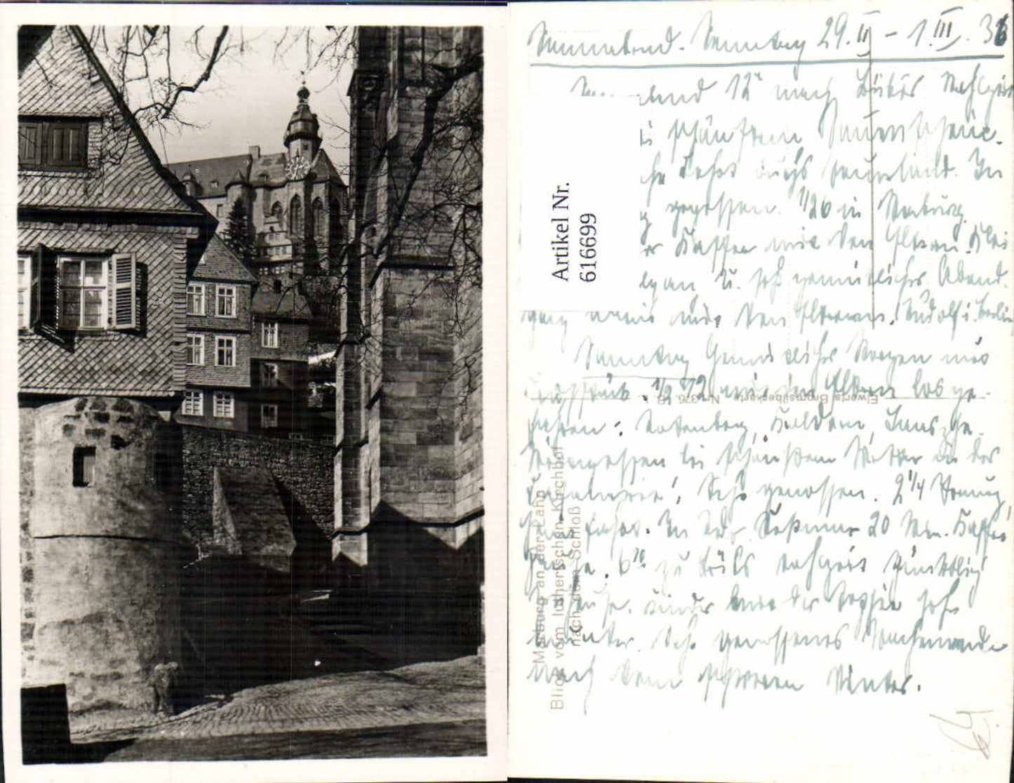 616699,Foto Ak Marburg a. d. Lahn Blick v. Lutherischen Kirchhof n. d. Schloss
