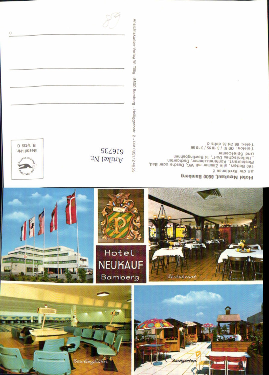 616735, Multi-image Ak Bamberg Hotel Neukauf Bowling alley Roof garden