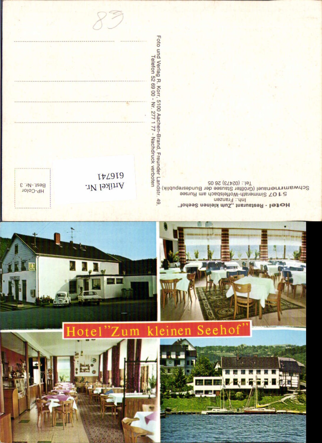 616741,Mehrbild Ak Simmerath Woffelsbach a. Rursee Hotel Restaurant Zum kleinen Seehof