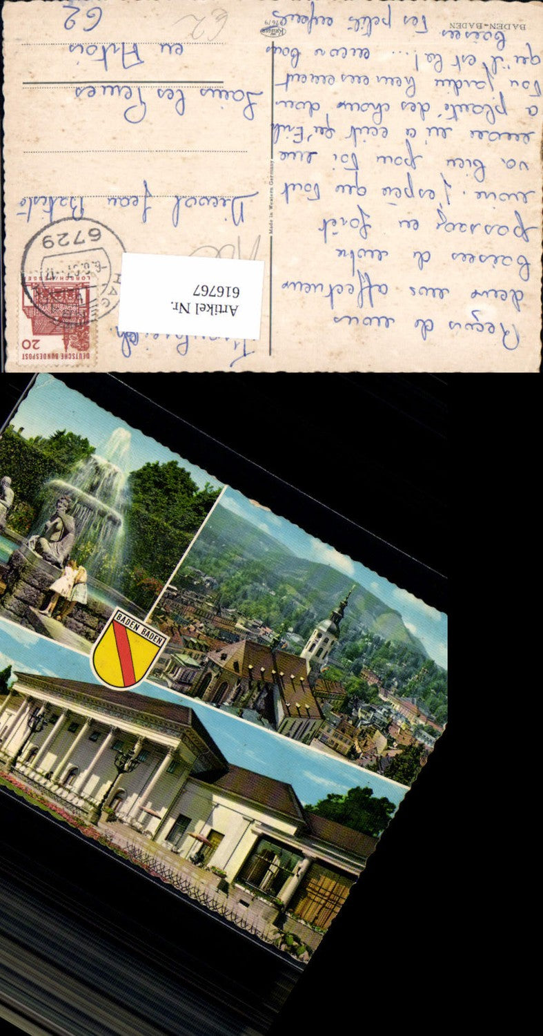 616767,Mehrbild Ak Baden-Baden Kirche Kurhaus Brunnen