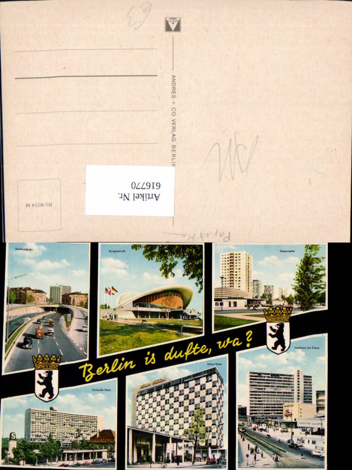 616770,Mehrbild Ak Berlin is dufte wa Kongresshalle Hochhaus a. Zoo Hilton Hotel Berliner Bär