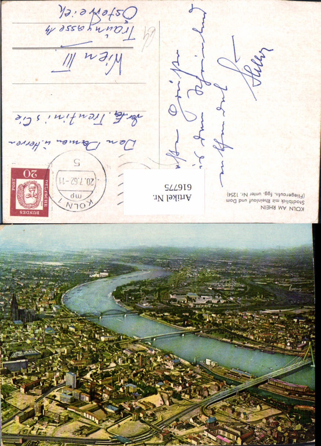 616775,Köln a. Rhein Stadtblick m. Rheinlauf u. Dom