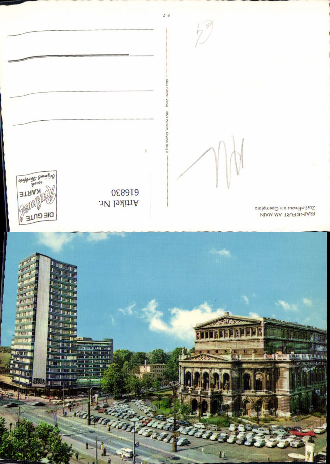 616830,Frankfurt a. Main Zürichhaus a. Opernplatz Oper Auto VW Käfer