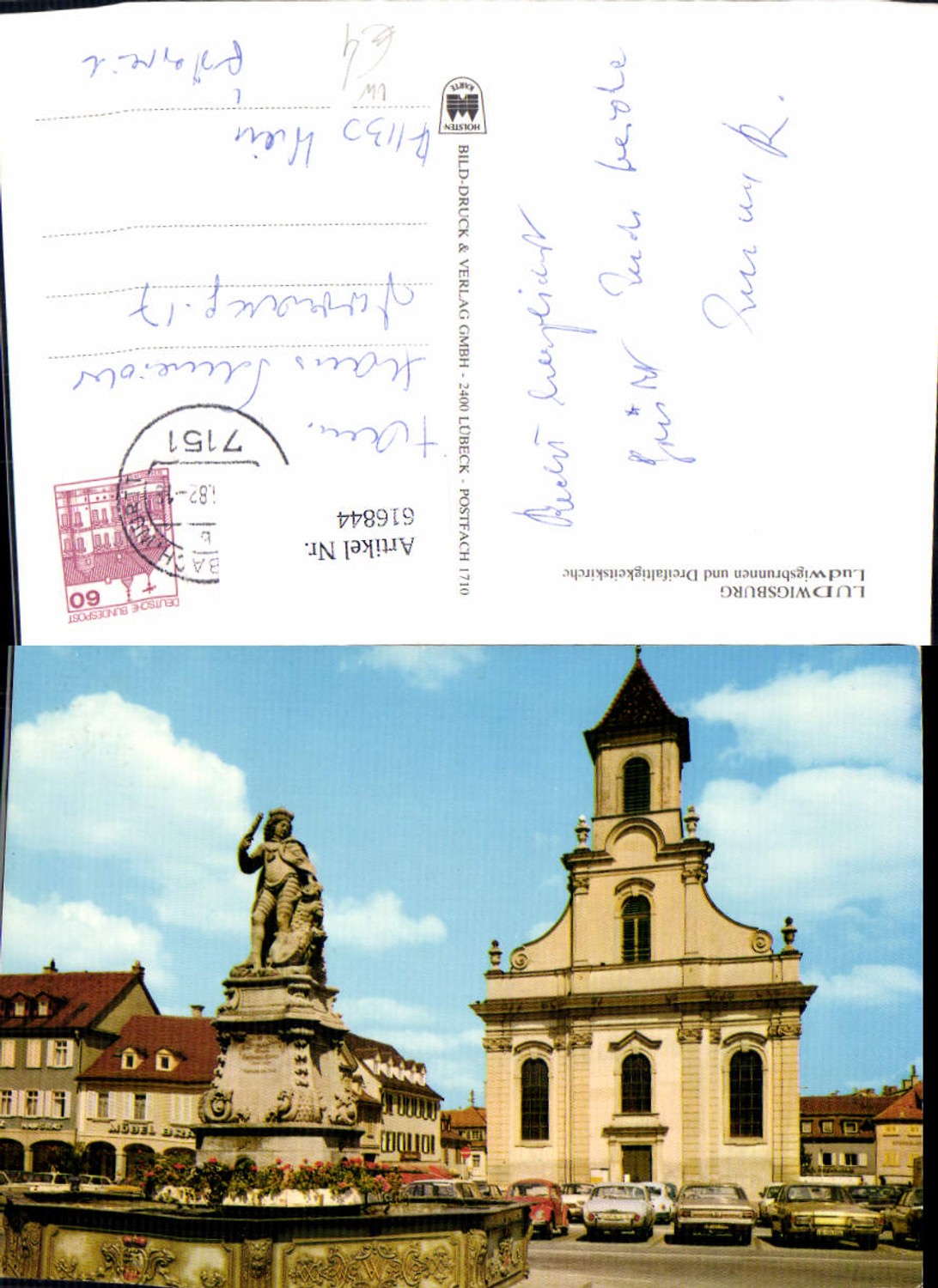 616844,Ludwigsburg Ludwigsbrunnen u. Dreifaltigkeitskirche Kirche Brunnen