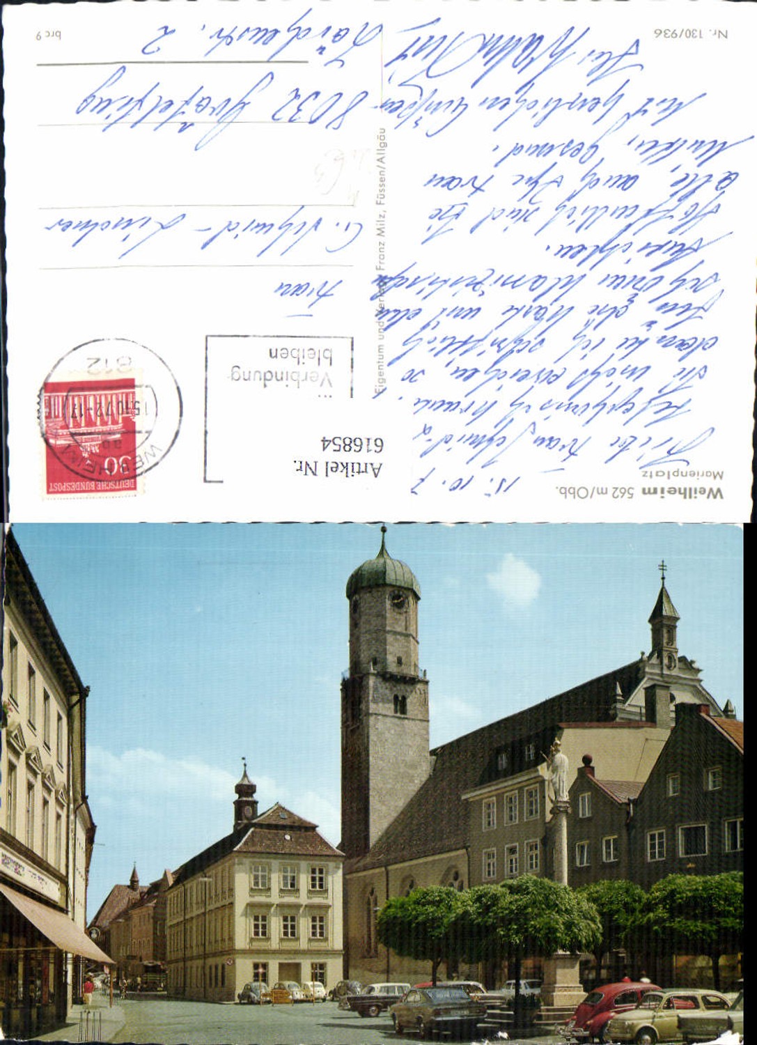 616854, Weilheim in Upper Bavaria, Marienplatz, VW Beetle