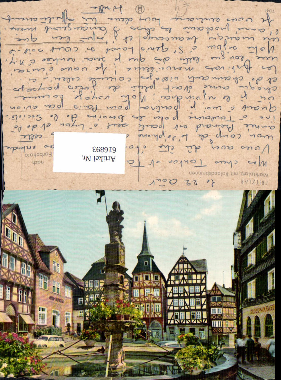 616893,Fritzlar Marktplatz m. Rolandsbrunnen Brunnen