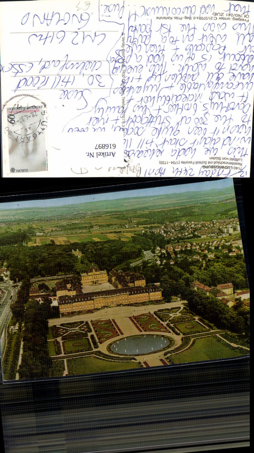 616897,Luftbild Ludwigsburg Residenzschloss m. Schloss Favorite